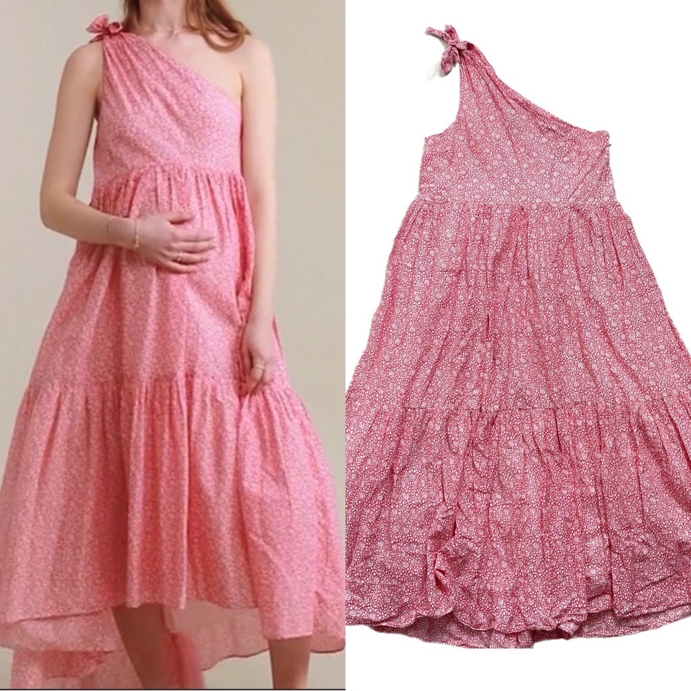 Hatch The Iona Ruby Pink Wildflower One Shoulder Midi Dress Maternity 0 XS